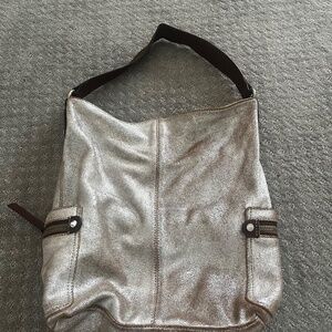Vintage Tano Italian Distressed Metallic Leather hobo